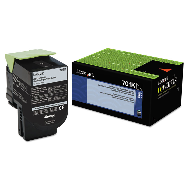 Picture of 70C10K0 Toner (LEX-701K) 1000 Page-Yield, Black