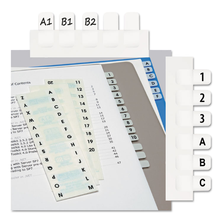 Picture of Side-Mount Self-Stick Plastic A-Z Index Tabs, 1 inch, White, 104/Pack
