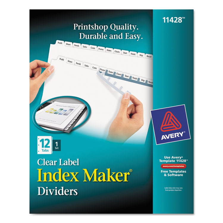 Picture of Index Maker Print & Apply Clear Label Dividers w/White Tabs, 12-Tab, Letter