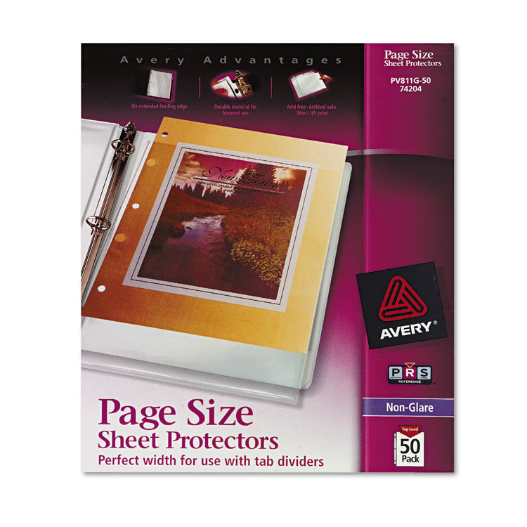 Picture of Top-Load Poly Three-Hole Sheet Protectors, Non-Glare, Letter, 50/Box