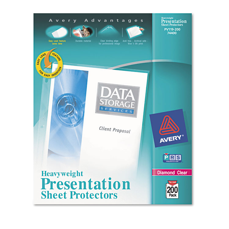 Picture of Top-Load Poly Sheet Protectors, Heavy, Letter, Diamond Clear, 200/Box