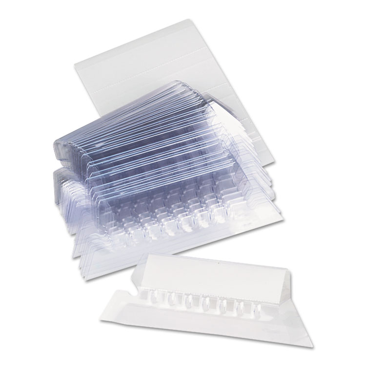 Picture of Hanging File Folder Plastic Index Tabs, 1/5 Tab Cut, 2 1/4" Tab, Clear, 25/Pack