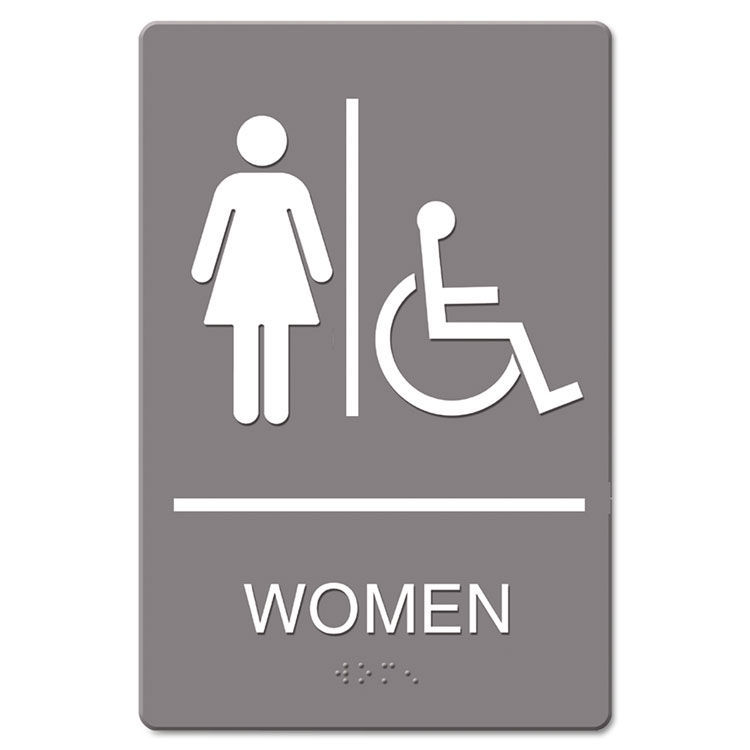 Picture of ADA Sign, Women Restroom Wheelchair Accessible Symbol, Molded Plastic, 6 x 9
