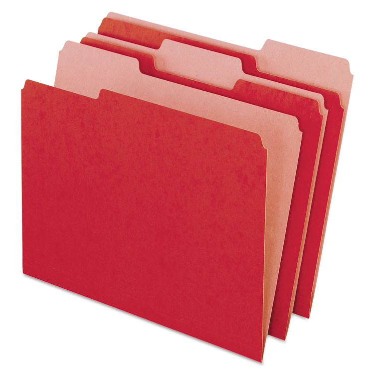 Picture of Earthwise Recycled Colored File Folders, 1/3 Cut Top Tab, Letter, Red, 100/Box