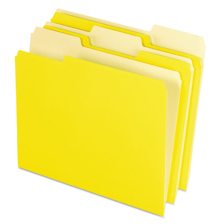 Picture of Colored File Folders, 1/3 Cut Top Tab, Letter, Yellow, Light Yellow, 100/Box