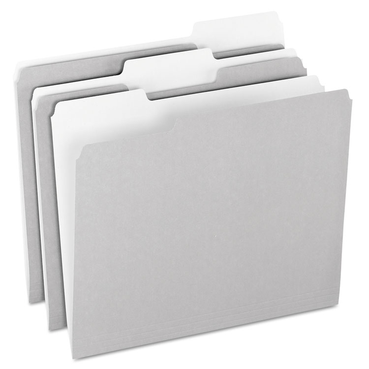 Picture of Colored File Folders, 1/3 Cut Top Tab, Letter, Gray/Light Gray, 100/Box