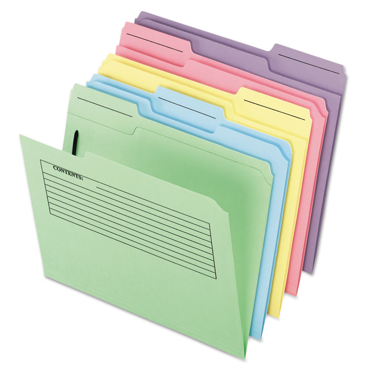 Picture of Printed Notes Folders with Fastener, 1/3 Cut Top Tab, Letter, Assorted, 30/Pack
