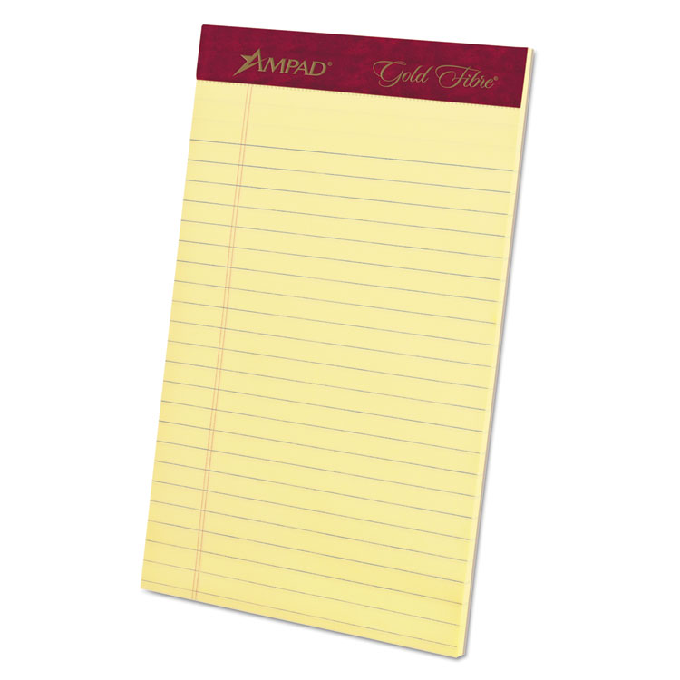 Picture of Gold Fibre Writing Pads, College/Medium, 5 x 8, Canary, 50 Sheets