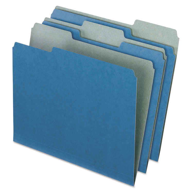 Picture of Earthwise Recycled Colored File Folders, 1/3 Cut Top Tab, Letter, Blue, 100/Box