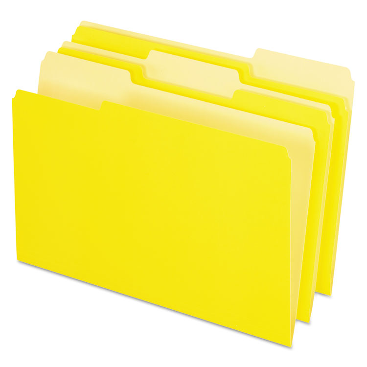 Picture of Colored File Folders, 1/3 Cut Top Tab, Legal, Yellow, Light Yellow, 100/Box