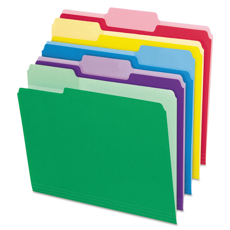 Picture of File Folders with Erasable Tabs, 1/3 Cut Top Tab, Letter, Assorted, 30/Pack