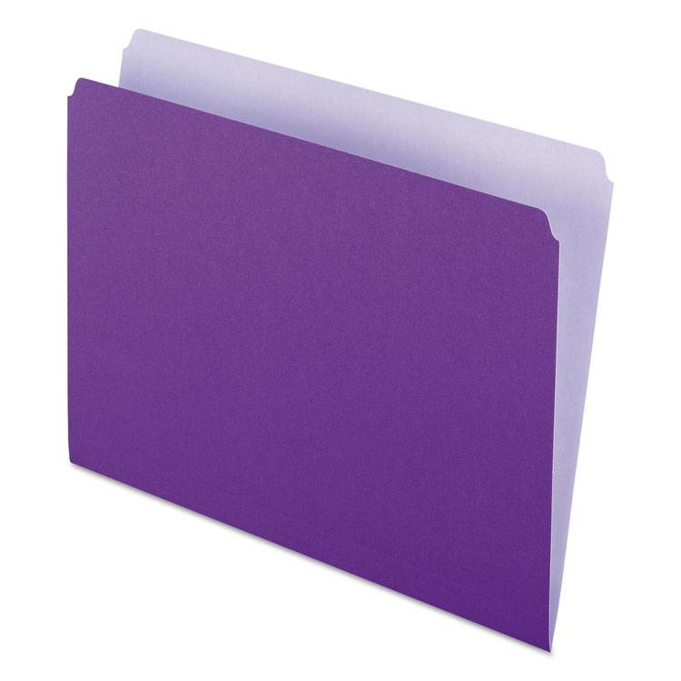 Picture of Colored File Folders, Straight Top Tab, Letter, Lavender/Light Lavender, 100/Box