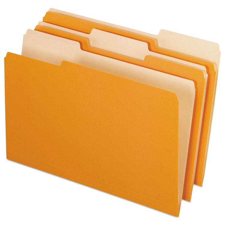 Picture of Colored File Folders, 1/3 Cut Top Tab, Legal, Orange/Light Orange, 100/Box