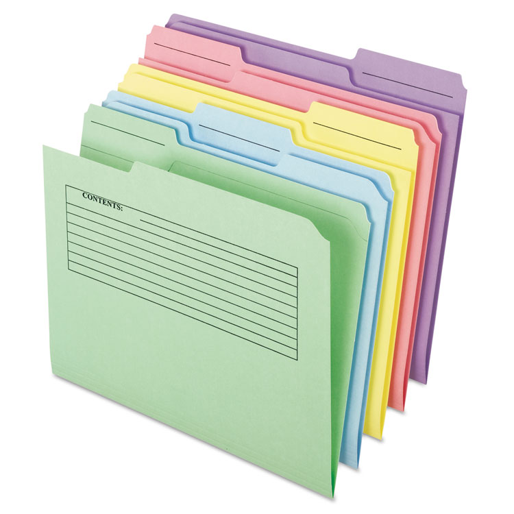 Printed Notes Folder, 1/3-Cut Tabs: Assorted, Letter Size, Assorted Colors, 30/Pack