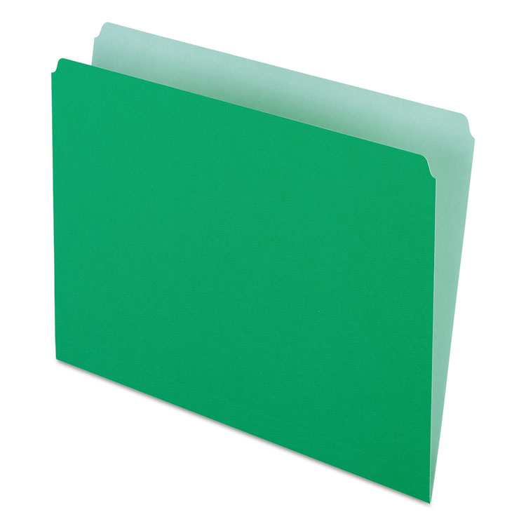 Picture of Colored File Folders, Straight Cut, Top Tab, Letter, Green/Light Green, 100/Box