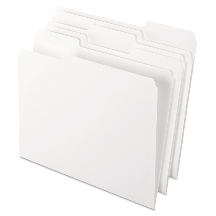 Picture of Colored File Folders, 1/3 Cut Top Tab, Letter, White, 100/Box