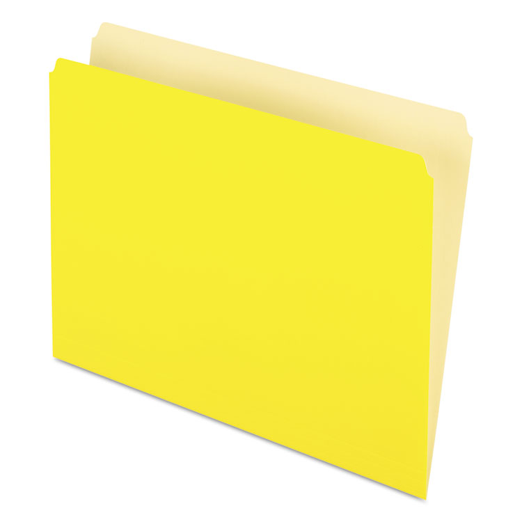 Picture of Colored File Folders, Straight Top Tab, Letter, Yellow/Light Yellow, 100/Box