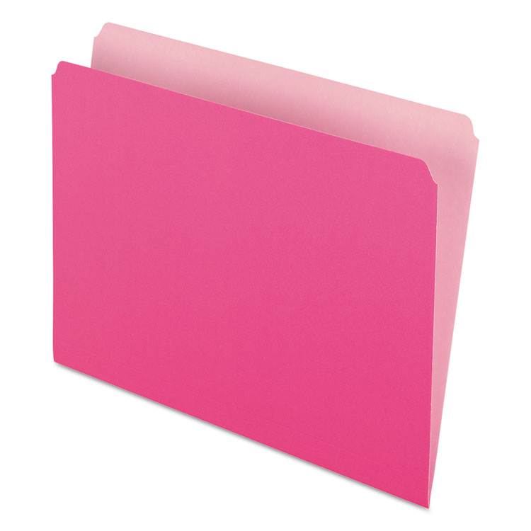 Picture of Colored File Folders, Straight Cut, Top Tab, Letter, Pink/Light Pink, 100/Box
