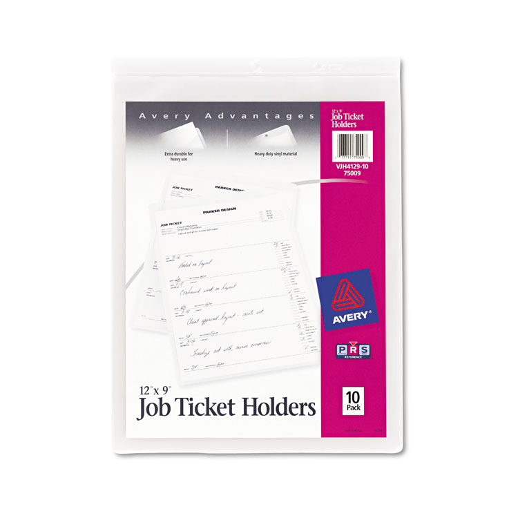 Picture of Job Ticket Holders, Heavy Gauge Vinyl, 9 x 12, Clear, 10/Pack