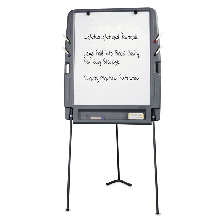 Picture of Portable Flipchart Easel With Dry Erase Surface, Resin, 35 x 30 x 73, Charcoal