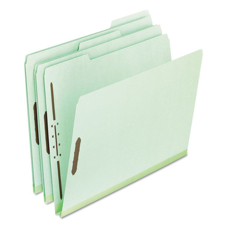 Picture of Pressboard Folders, 2 Fasteners, 1" Expansion, 1/3 Tab, Letter, Green, 25/Box
