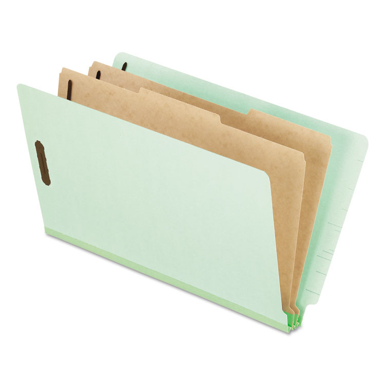 Picture of Pressboard End Tab Folders, Legal, 2 Dividers/6 Section, Pale Green, 10/Box