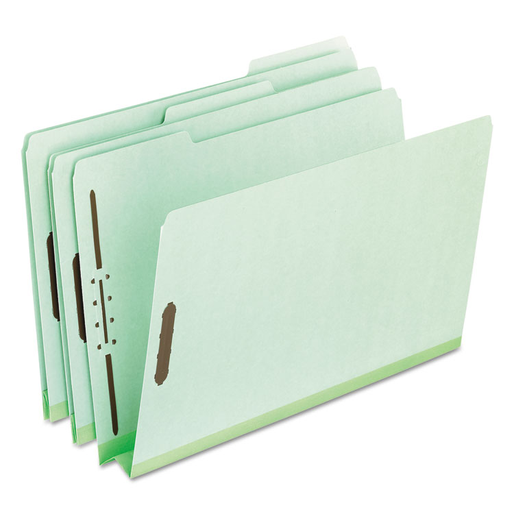 Picture of Pressboard Folders, 2 Fasteners, 2" Expansion, 1/3 Tab, Legal, Green, 25/Box