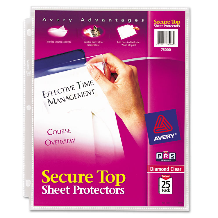 Picture of Secure Top Sheet Protectors, Super Heavy Gauge, Letter, Diamond Clear, 25/Pack