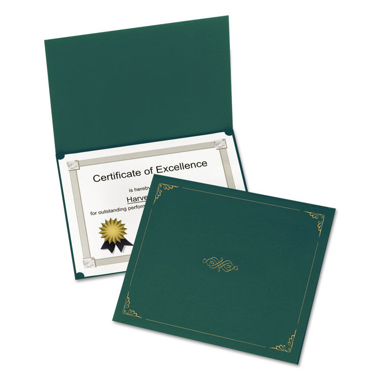 Picture of Certificate Holder, 11 1/4 x 8 3/4, Green, 5/Pack