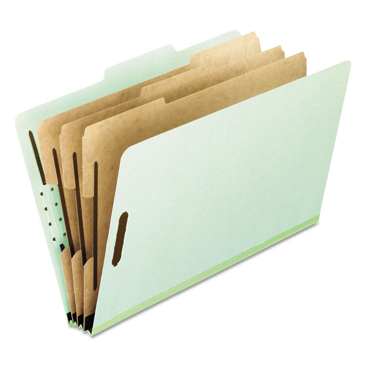 Picture of Eight-Section Pressboard Folders, Letter, 2/5 Tab, Green, 10/Box