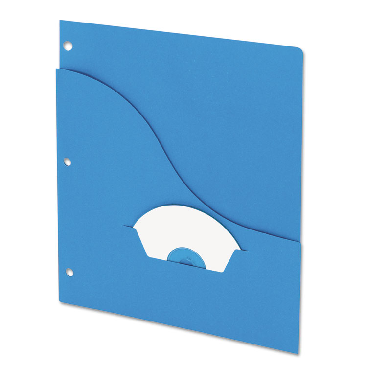 Picture of Essentials Slash Pocket Project Folders, 3 Holes, Letter, Blue, 25/Pack