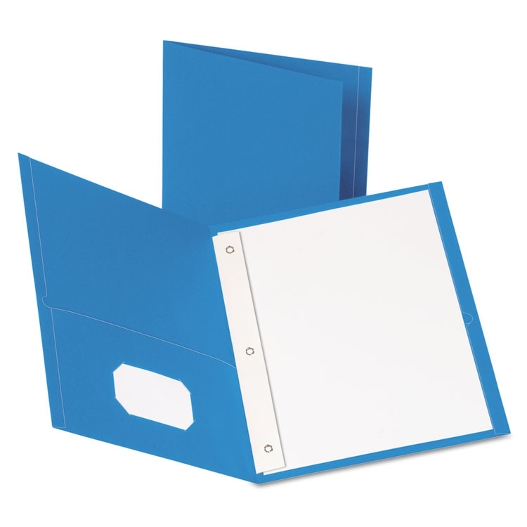 Picture of Twin-Pocket Folders with 3 Fasteners, Letter, 1/2" Capacity, Light Blue, 25/Box