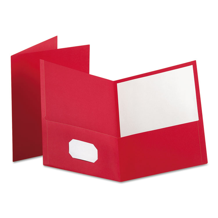 Picture of Twin-Pocket Folder, Embossed Leather Grain Paper, Red, 25/Box