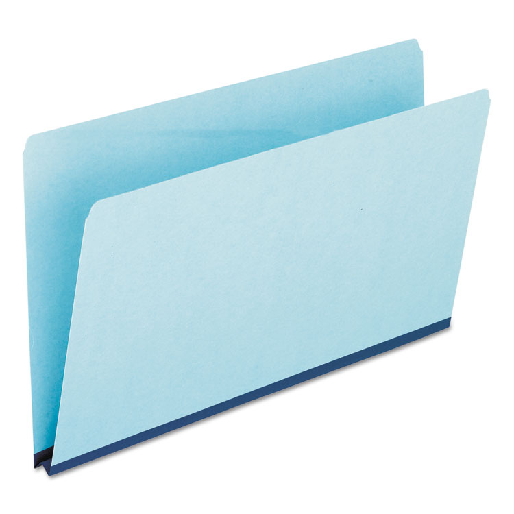 Picture of Pressboard Expanding File Folders, Straight Cut, Top Tab, Legal, Blue, 25/Box