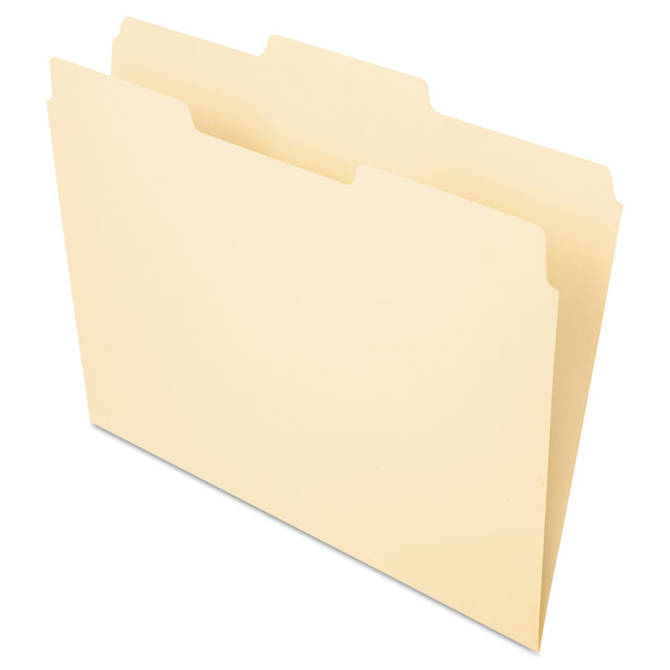 Picture of File Folders, 1/3 Cut, Second Position, Top Tab, Letter, Manila, 100/Box