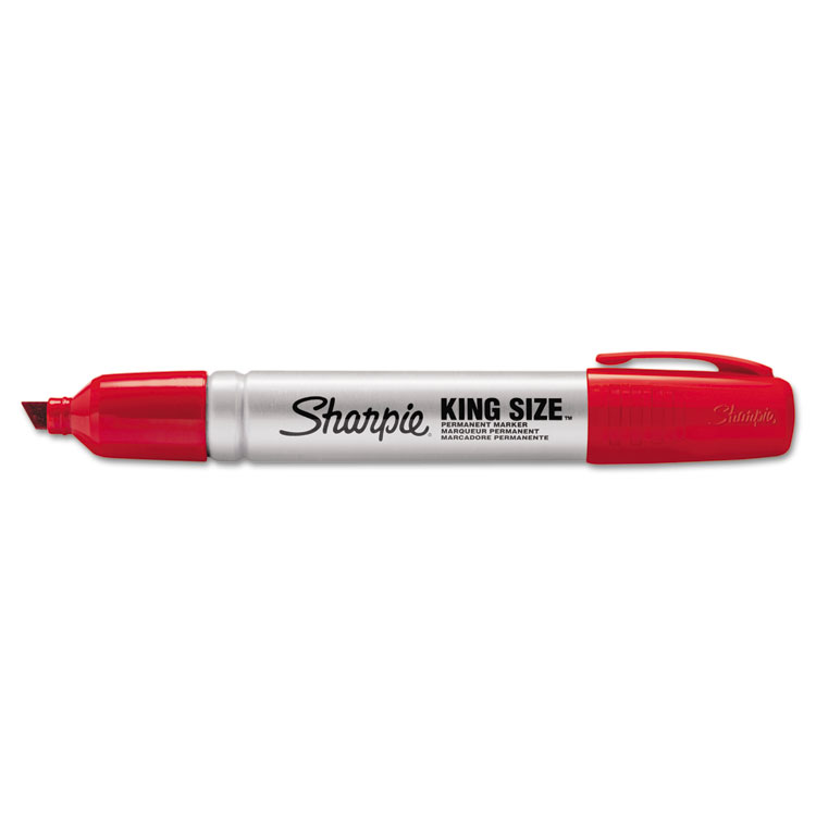 Picture of King Size Permanent Marker, Chisel Tip, Red, Dozen