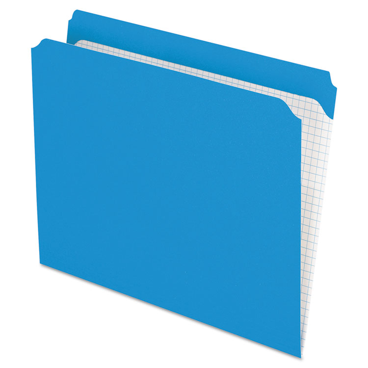 Picture of Reinforced Top Tab File Folders, Straight Cut, Letter, Blue, 100/Box