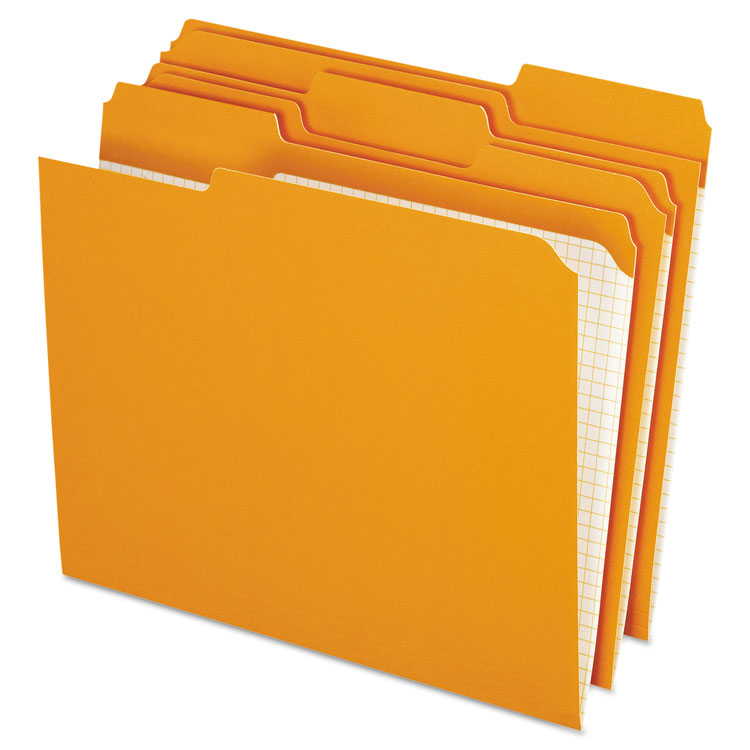 Picture of Reinforced Top Tab File Folders, 1/3 Cut, Letter, Orange, 100/Box