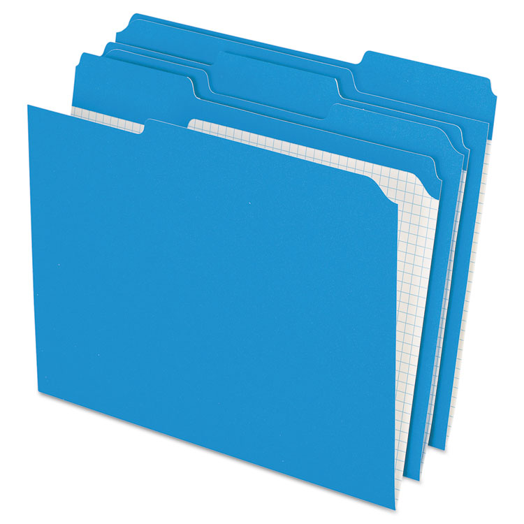 Picture of Reinforced Top Tab File Folders, 1/3 Cut, Letter, Blue, 100/Box