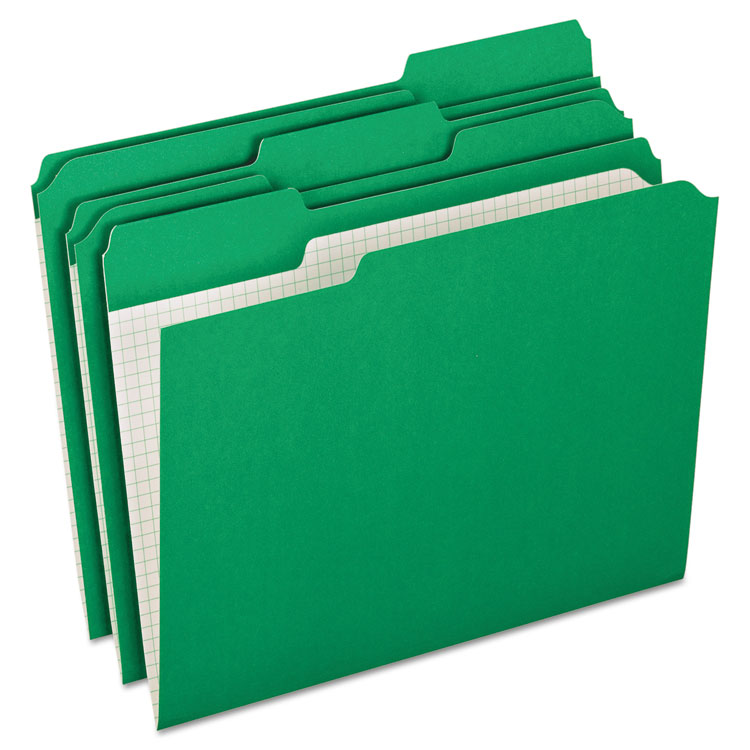 Picture of Reinforced Top Tab File Folders, 1/3 Cut, Letter, Green, 100/Box