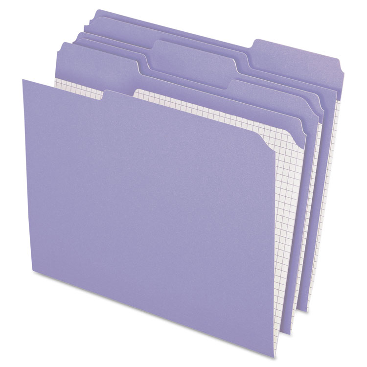 Picture of Reinforced Top Tab File Folders, 1/3 Cut, Letter, Lavender, 100/Box