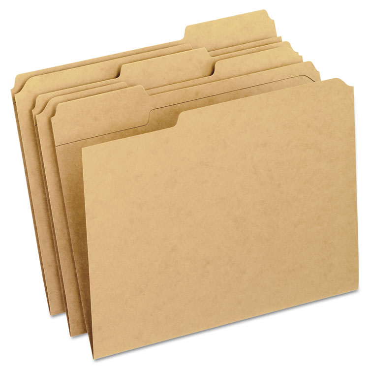 Picture of Two-Ply Dark Kraft File Folders, 1/3 Cut Top Tab, Letter, Brown, 100/Box