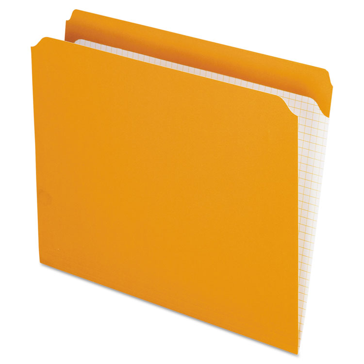 Picture of Reinforced Top Tab File Folders, Straight Cut, Letter, Orange, 100/Box