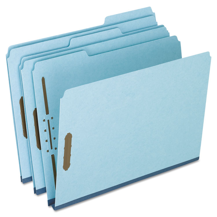 Picture of Pressboard Folders, 2 Fasteners, 1" Expansion, 1/3 Tab, Letter, Blue, 25/Box
