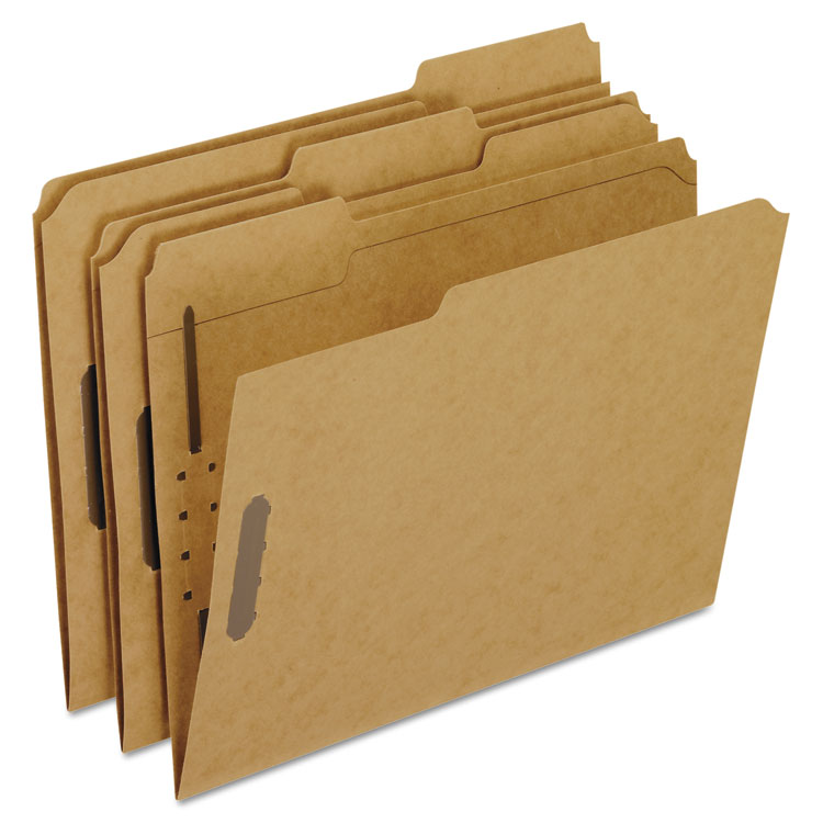 Picture of Kraft Fastener Folders, 2 Fasteners, 1/3 Cut Tabs, Letter, 50/Box