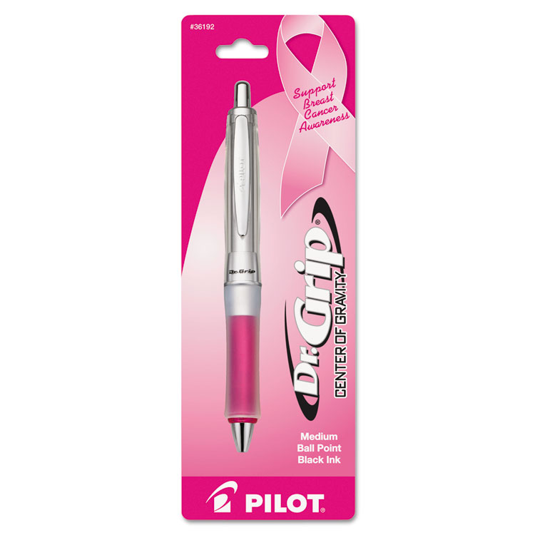 Picture of Dr.Grip Center of Gravity Pink Ribbon Retractable Ball Point Pen, Black Ink, 1mm