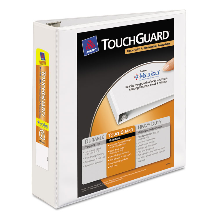 Picture of Touchguard Antimicrobial View Binder w/Slant Rings, 2" Cap, White