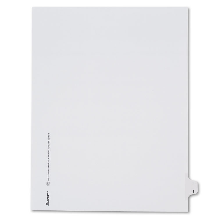 Picture of Allstate-Style Legal Exhibit Side Tab Divider, Title: 3, Letter, White, 25/Pack
