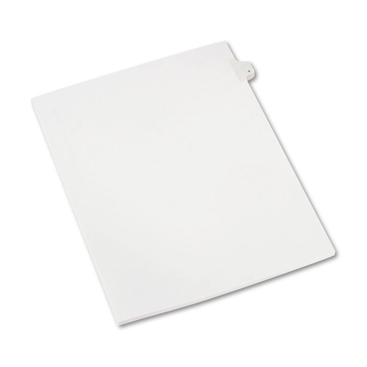 Picture of Allstate-Style Legal Exhibit Side Tab Divider, Title: 4, Letter, White, 25/Pack