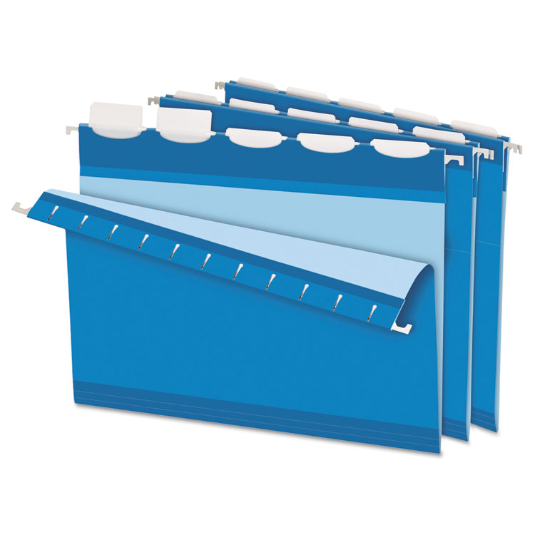 Picture of Colored Reinforced Hanging Folders, 1/5 Tab, Letter, Blue, 25/BX